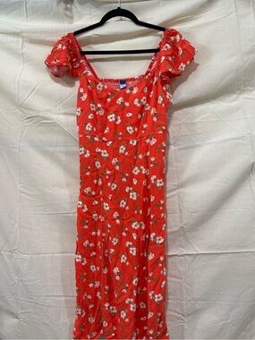 Old Navy Red Floral Square-Neck Dress